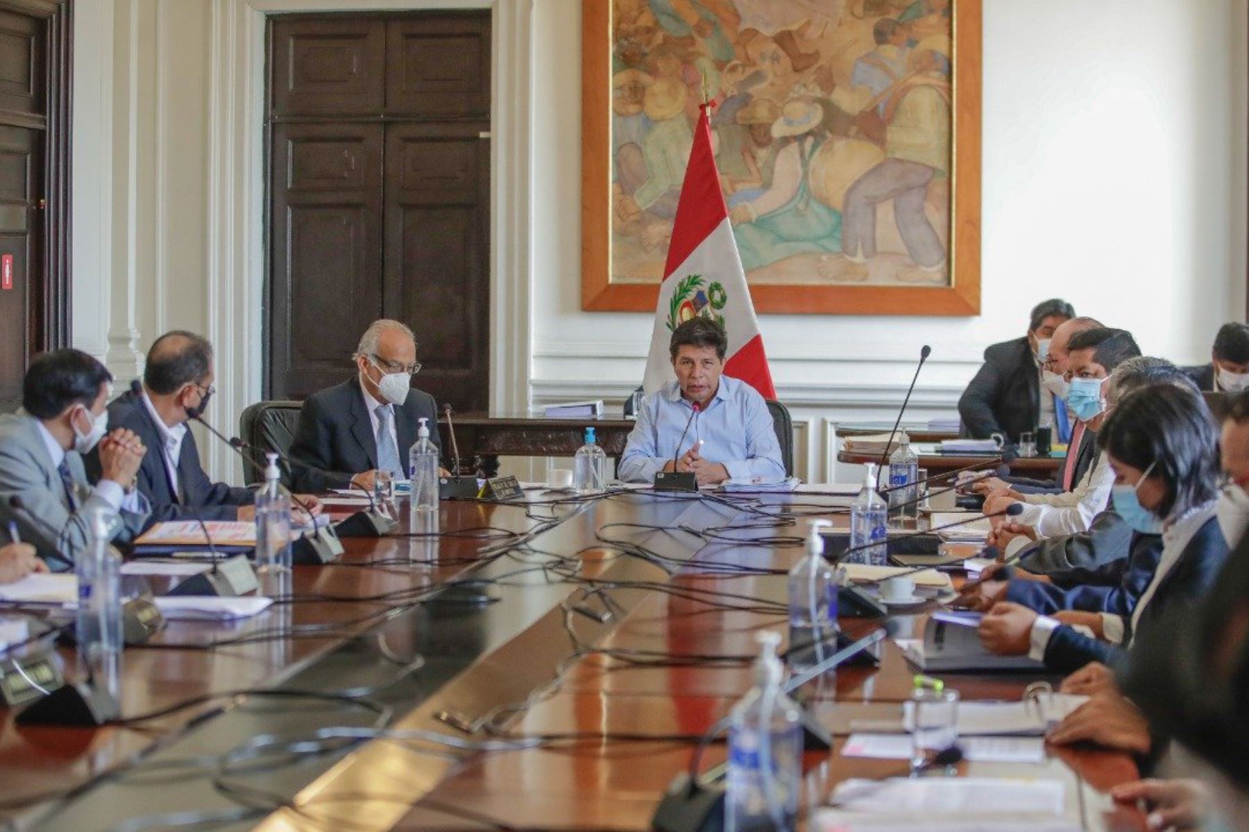 El Presidente de la República, Pedro Castillo, participa de la sesión de Consejo de Ministros en Palacio de Gobierno. Foto: ANDINA/Prensa Presidencia.