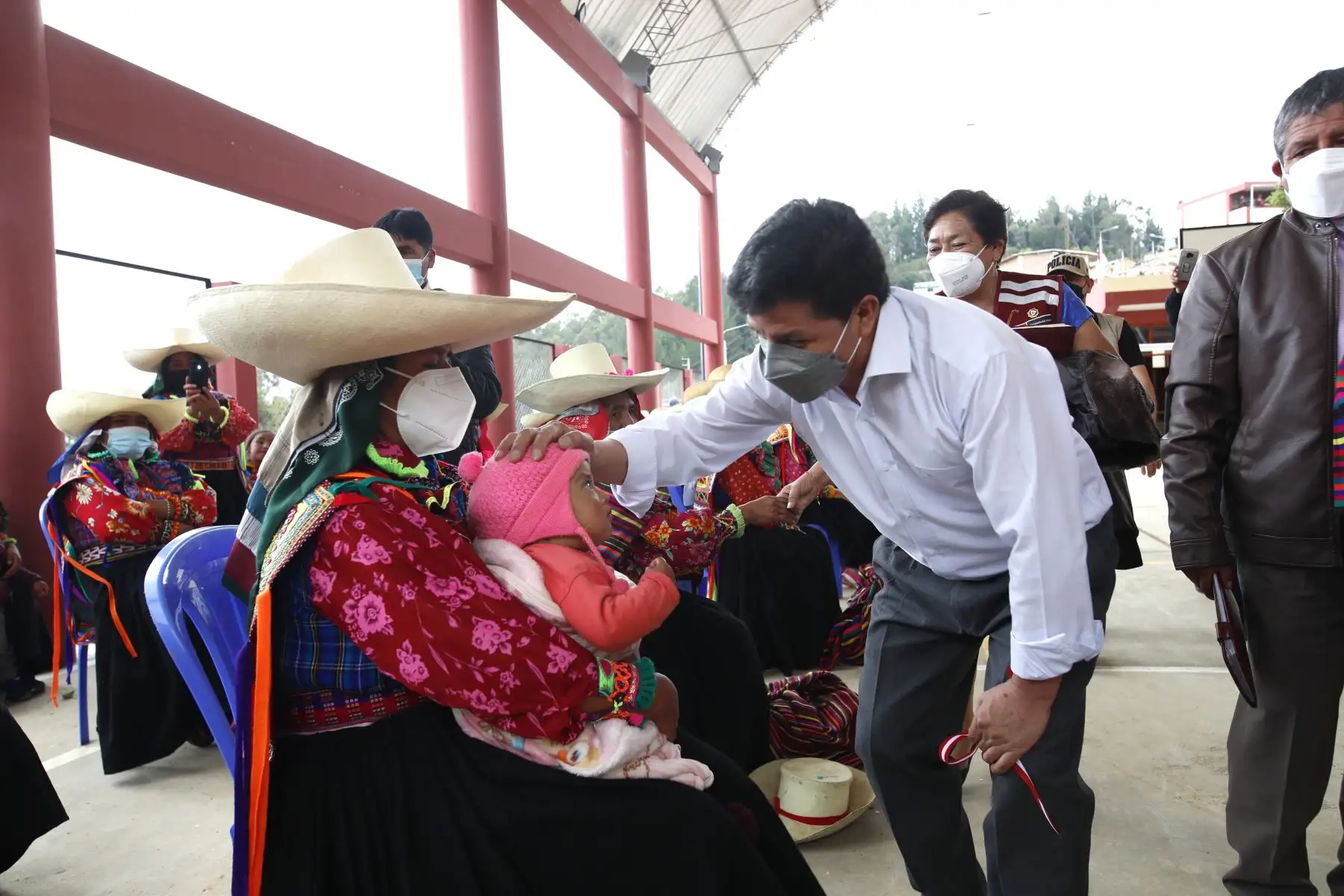 Presidente Pedro Castillo participa en la ceremonia de inauguración del colegio Virgen de las Mercedes, en el distrito de Incahuasi, provincia de Ferreñafe, región Lambayeque. Foto: ANDINA/Prensa Presidencia