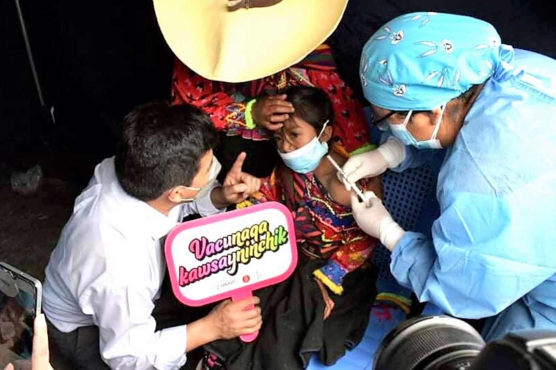 Con la presencia del presidente Pedro Castillo comenzó la vacunación de niños en la zona andina de Lambayeque. Foto: ANDINA/difusión.