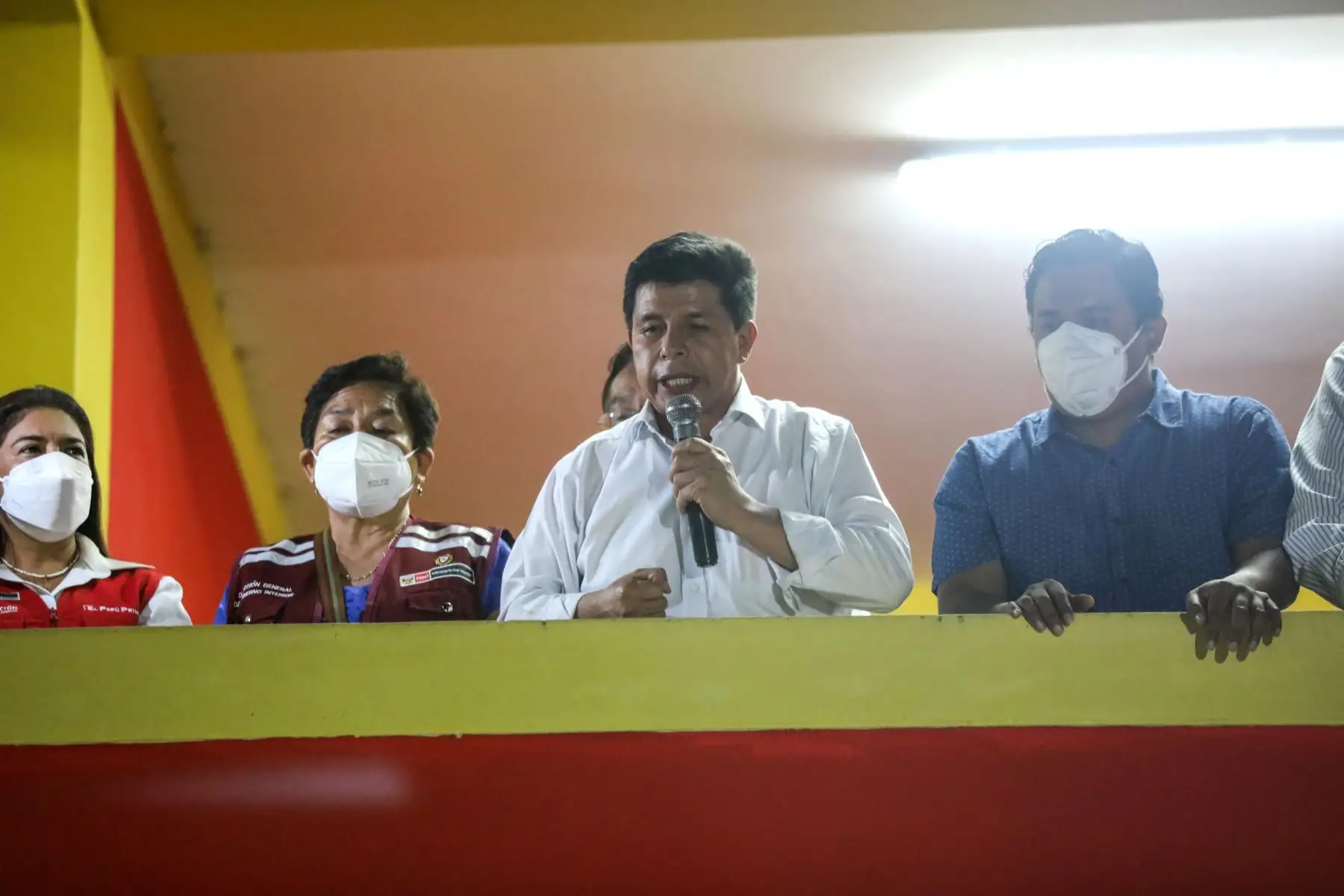 Presidente Pedro Castillo inspecciona las obras de construcción del colegio José Campos Peralta, en el centro poblado Batán Grande, en el distrito de Pítipo, región Lambayeque. Foto: ANDINA/Prensa Presidencia