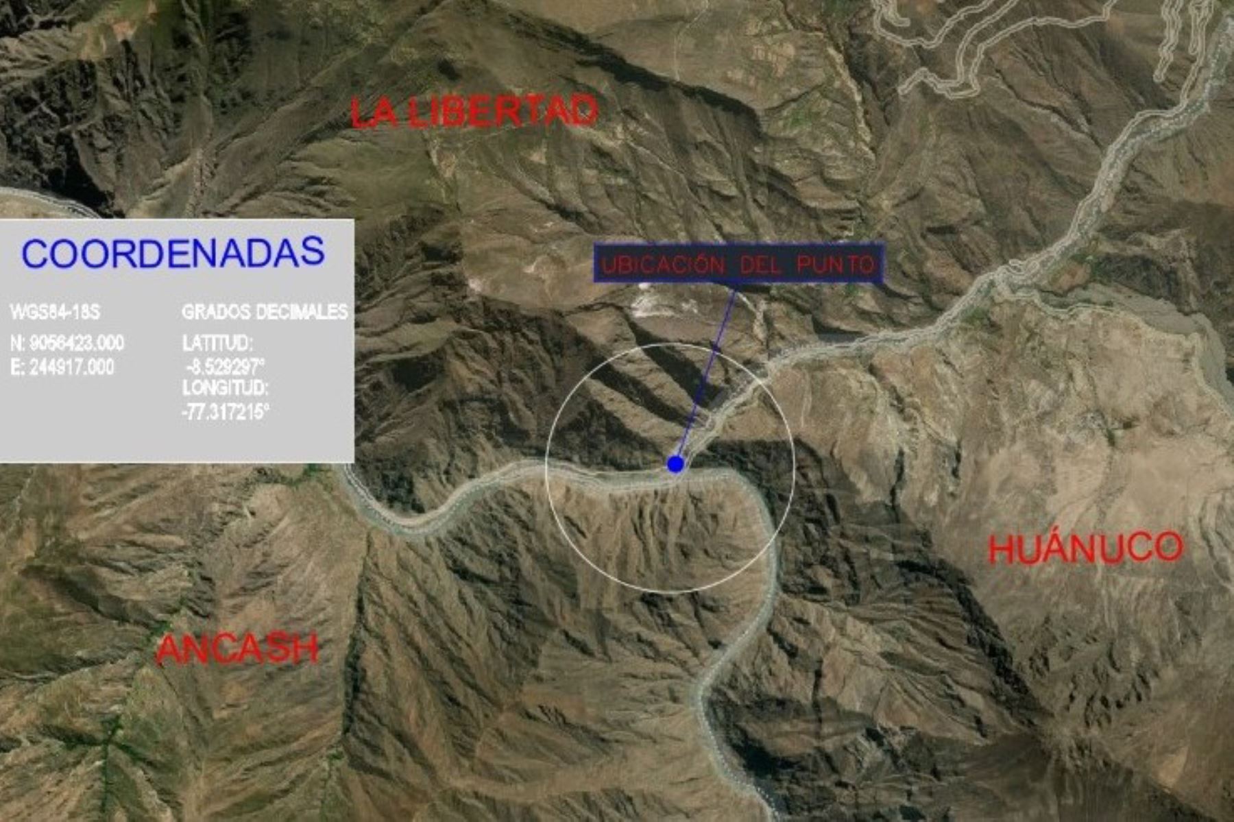 Mapa del lugar donde fue encontrado el sobreviviente Helmer Huida, en La Libertad.