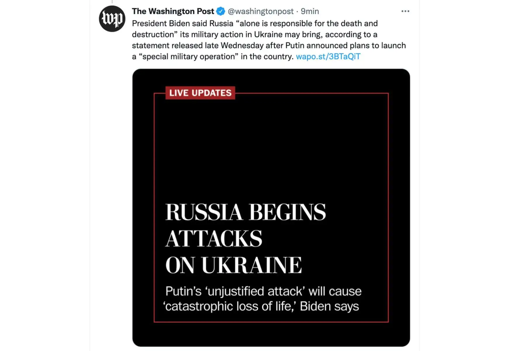 Portada del diario  The Washington Post. Informa  sobre una operación militar en Ucrania para defender a los separatistas en el este del país.
Foto: Internet
