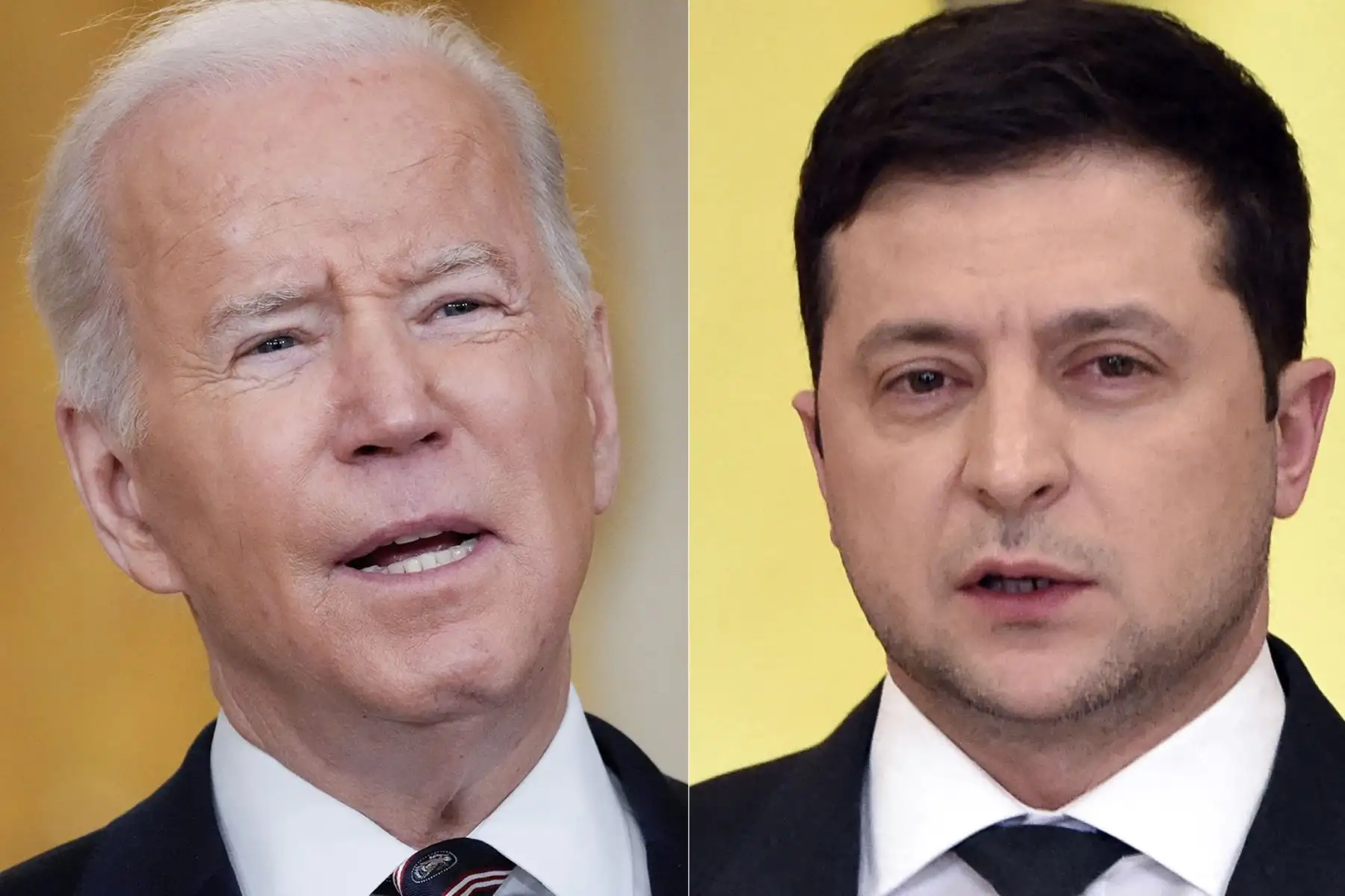 Presidente de Estados Unidos, Joe Biden, y su homólogo ucraniano, Volodymyr Zelensky. Foto: AFP.