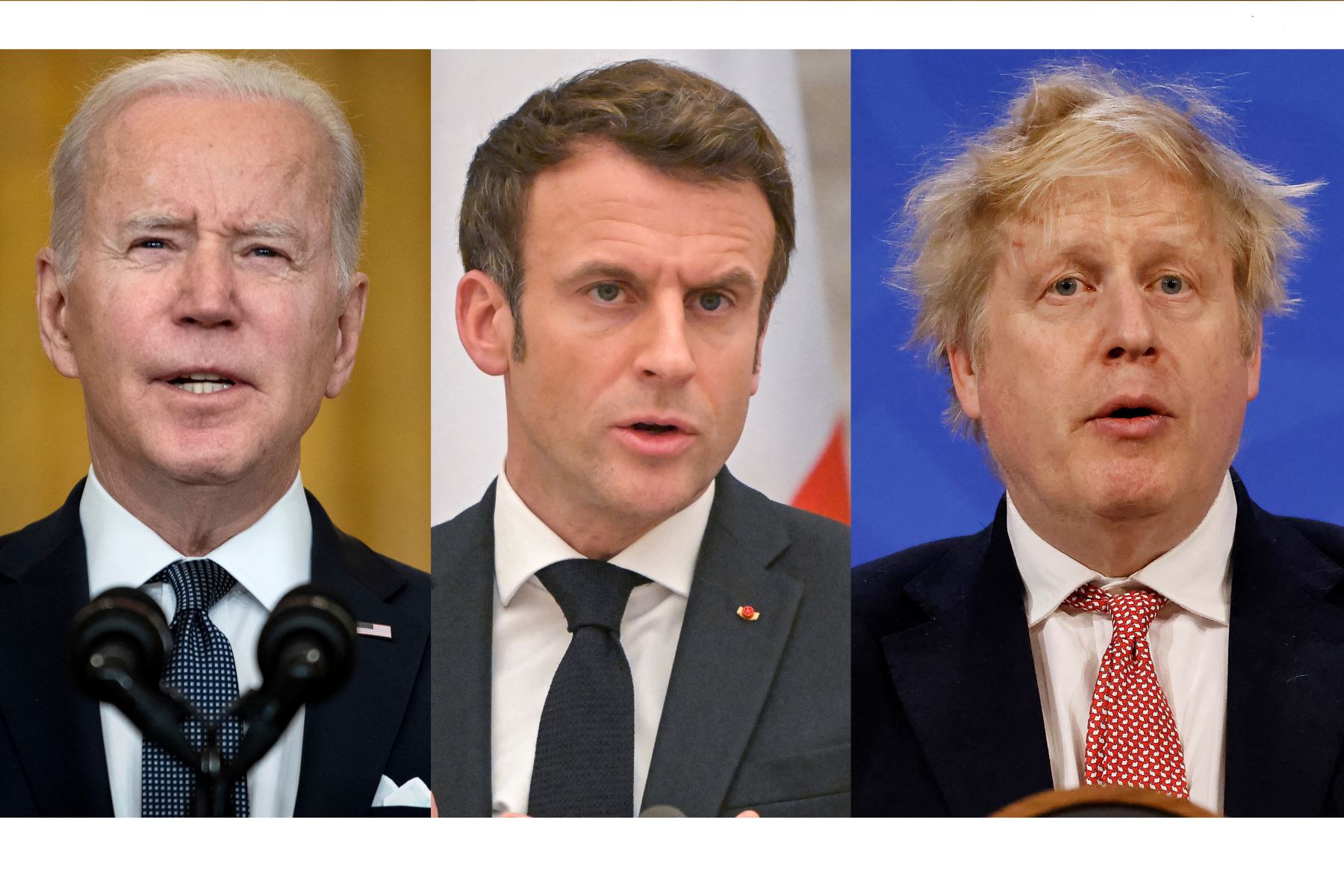 Líderes mundial se pronuncian por invasión de Rusia a Ucrania. Foto: Collage con fotos de AFP