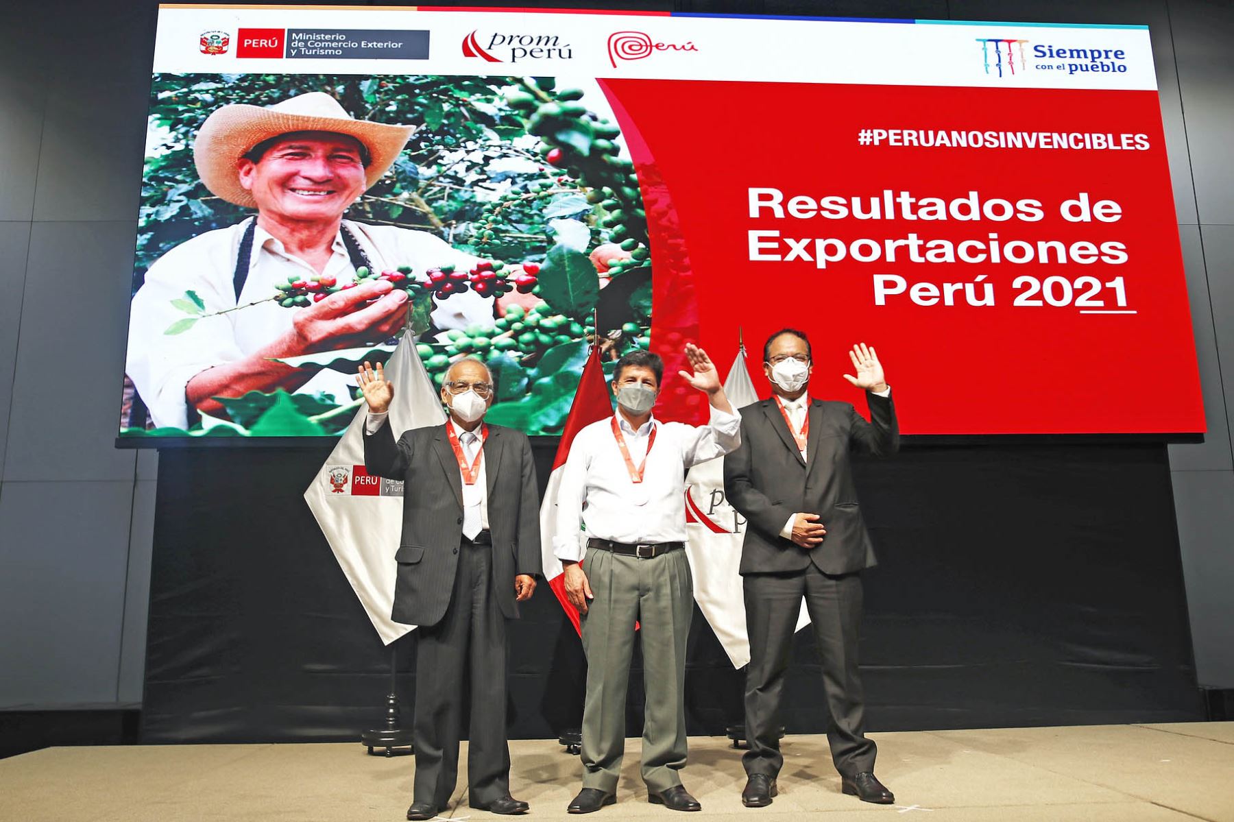 Ceremonia de presentación de los resultados de las exportaciones peruanas durante el 2021, año en que se logró un récord al sumar 56,241 millones de dólares. Foto: ANDINA/Prensa Presidencia.