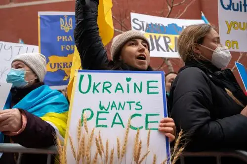 Protestas en New York, Estados Unidos, contra Rusia.