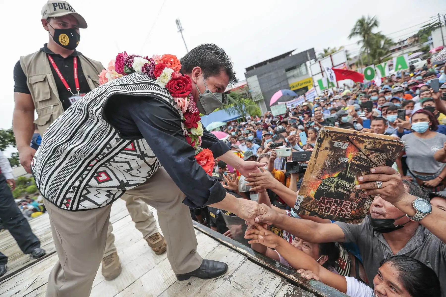 Presidente Pedro Castillo sostiene encuentro con la población en la plaza de Armas de Madre de Dios.
Foto: ANDINA Prensa Presidencia