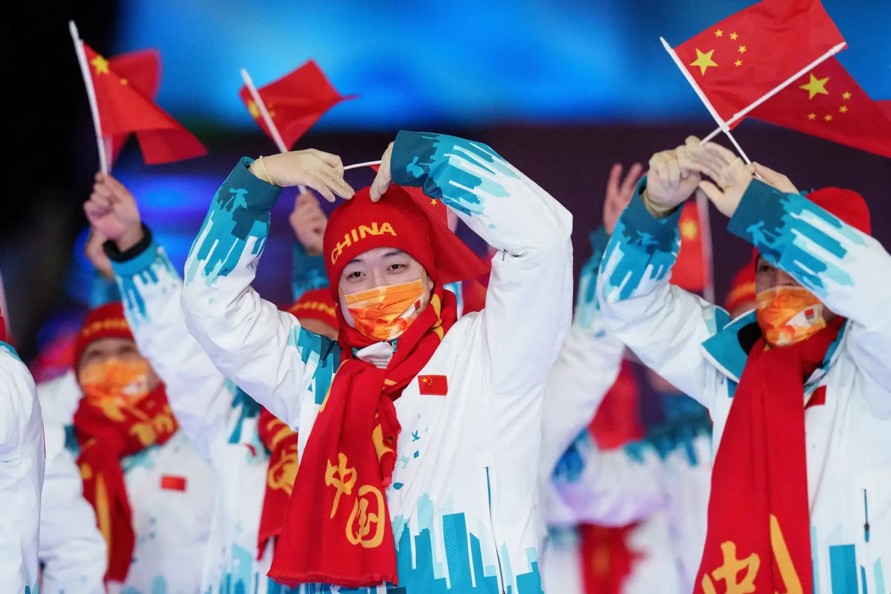 Desfile de atletas durante la ceremonia de apertura de los Juegos Paralímpicos de Invierno de Beijing 2022 en el Estadio Nacional de Beijing. Foto: AFP