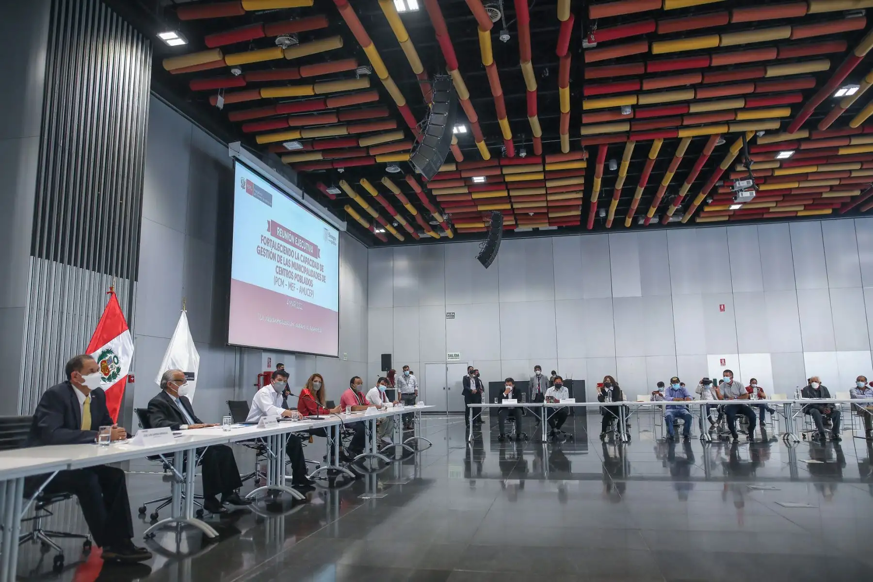 El presidente de la República, Pedro Castillo, participa en la Reunión Ejecutiva: Fortaleciendo la capacidad de gestión de las municipalidades de centros poblados del Perú. Foto: ANDINA/Prensa Presidencia