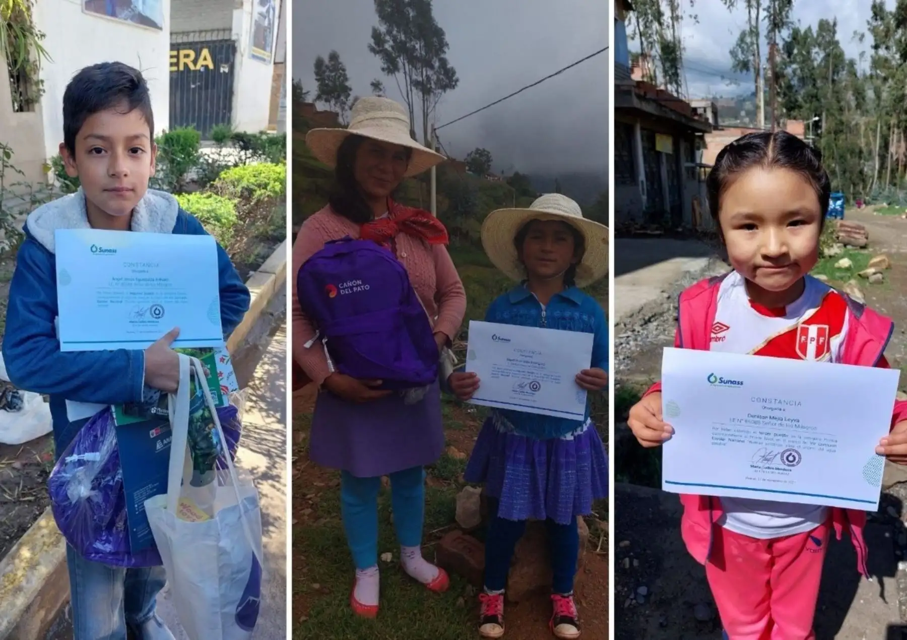 Sunass entregó premios a escolares de zonas rurales de la sierra de Áncash por promover el cuidado del agua potable. ANDINA/Difusión