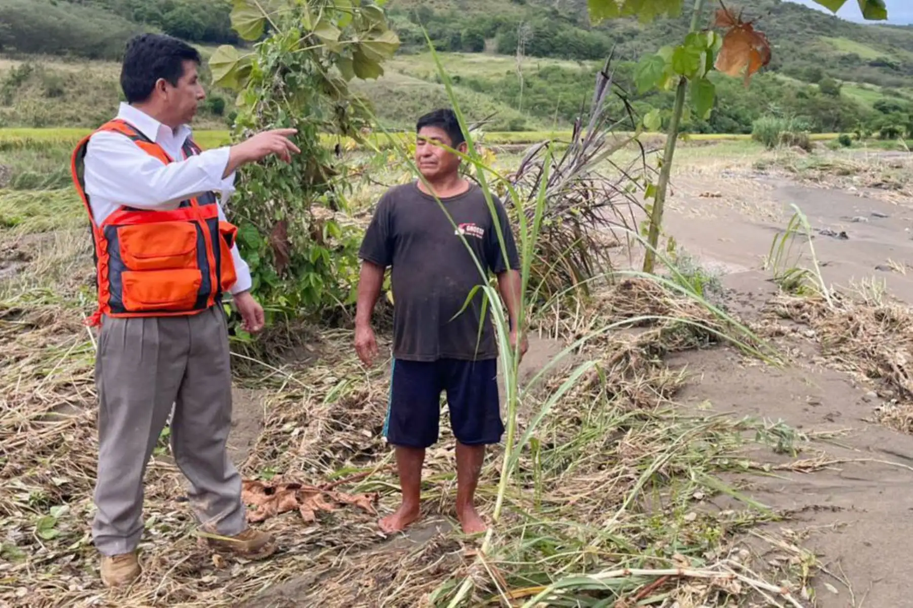Presidente Pedro Castillo, supervisa las zonas afectadas por las intensas lluvias en el distrito de Chirinos, en la región Cajamarca.
Foto: ANDINA/ Prensa Presidencia