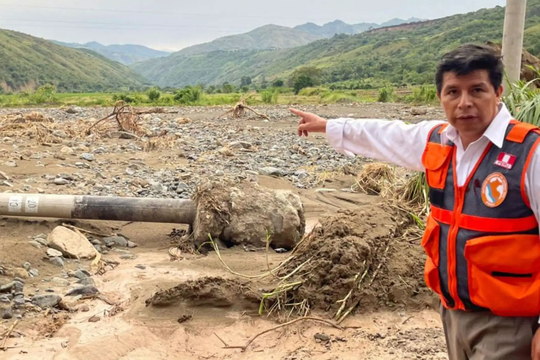 Presidente Pedro Castillo, supervisa las zonas afectadas por las intensas lluvias en el distrito de Chirinos, en la región Cajamarca.
Foto: ANDINA/ Prensa Presidencia