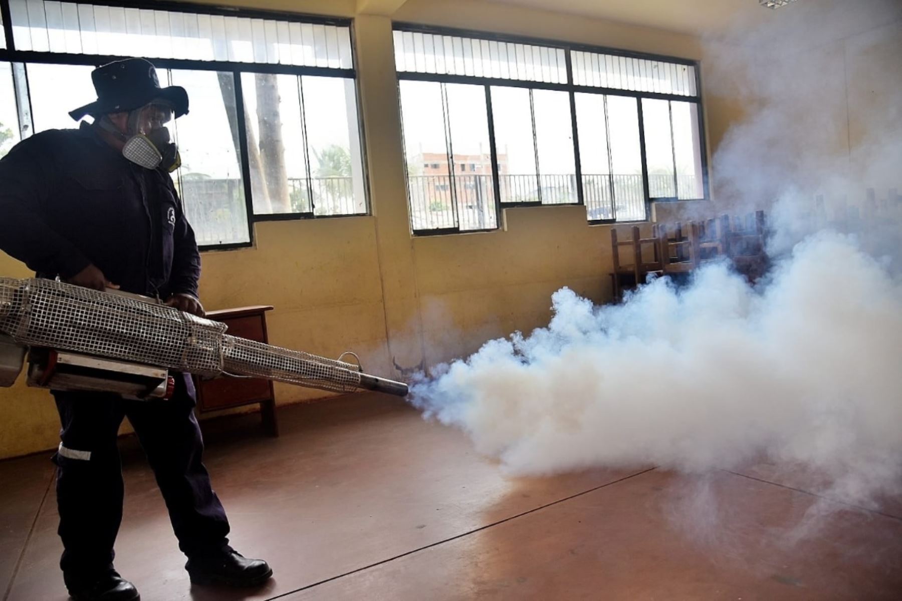 Autoridades de Educación de Piura impulsan la fumigación de colegios para evitar más casos de dengue. Cortesía