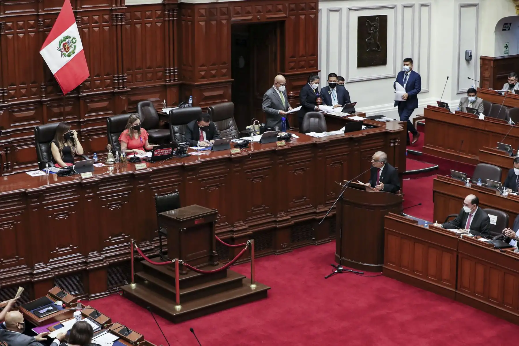 Presidente del Consejo de Ministros, Aníbal Torres, expuso hoy su discurso de investidura ante el Congreso de la República. Foto: PCM