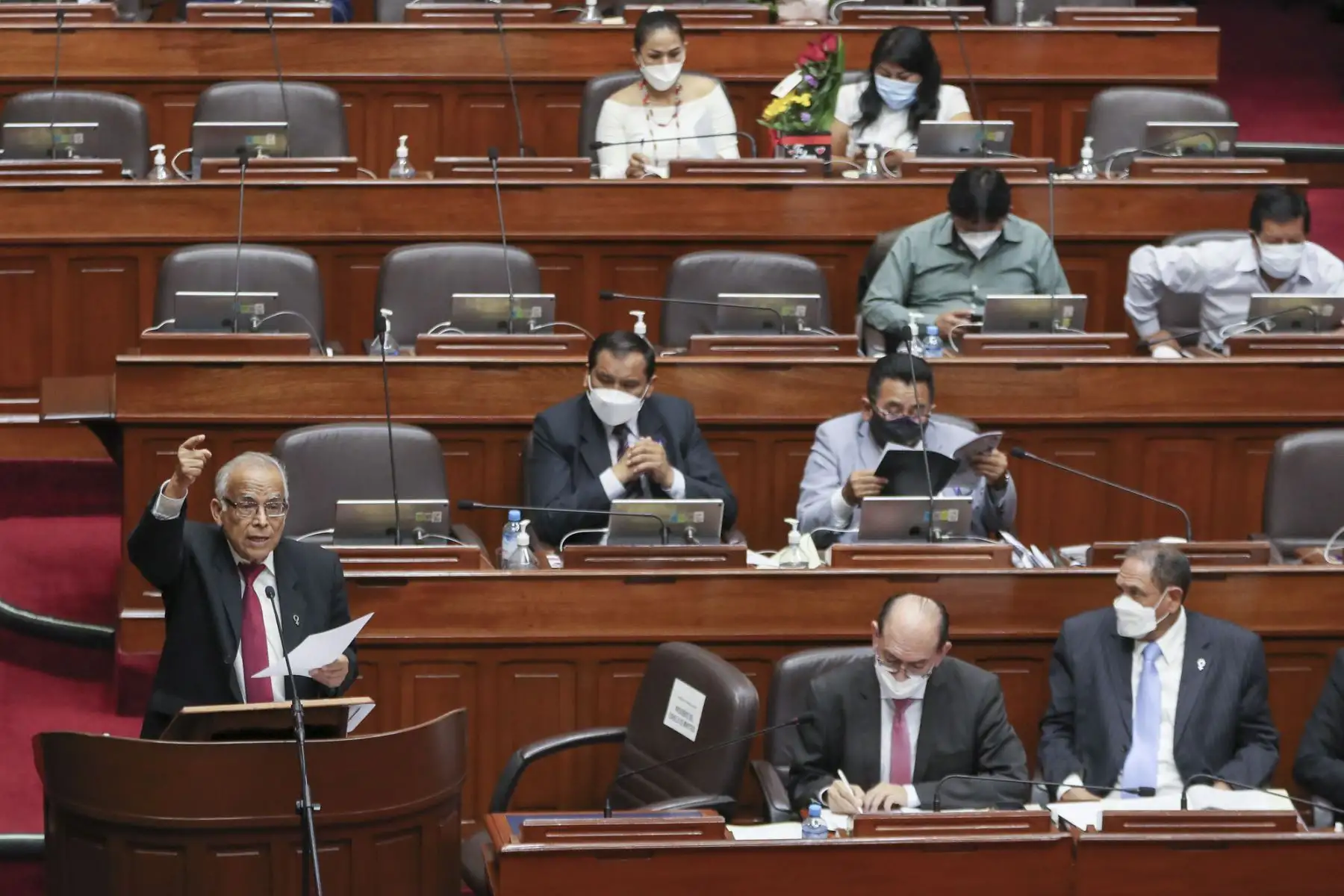 Presidente del Consejo de Ministros, Aníbal Torres, expuso hoy su discurso de investidura ante el Congreso de la República. Foto: PCM