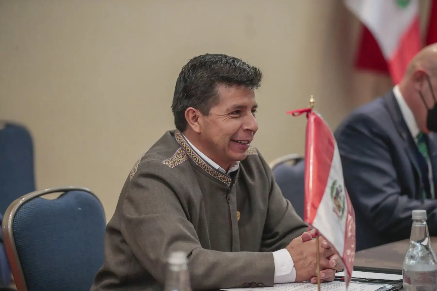 Presidente de la República, Pedro Castillo, se reúne con el presidente de Ecuador, Guillermo Lasso en el marco de su visita oficial a la ciudad De Santiago de Chile. Foto: ANDINA/Presidencia Perú