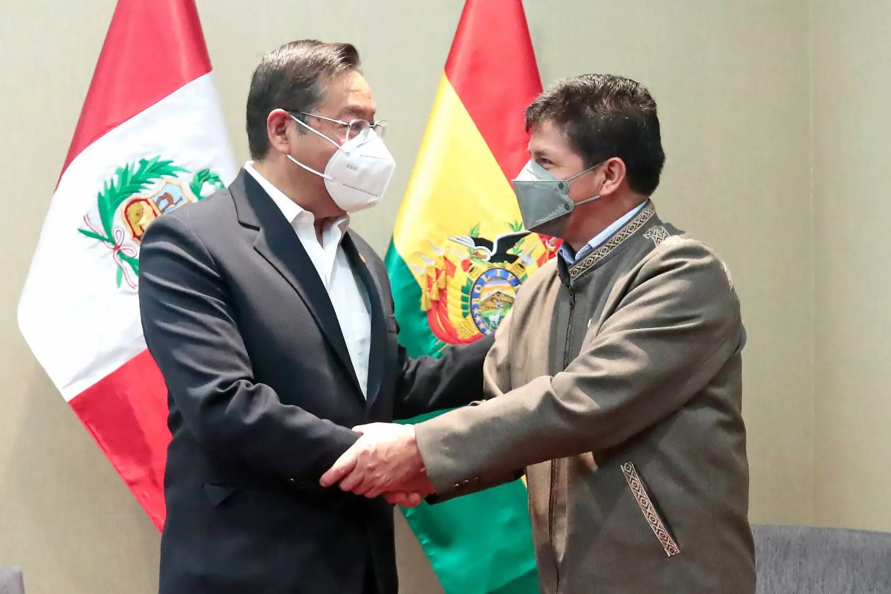 El presidente Pedro Castillo sostiene una reunión con su homólogo de Bolivia, Luis Arce. Foto: ANDINA/ Prensa Presidencia