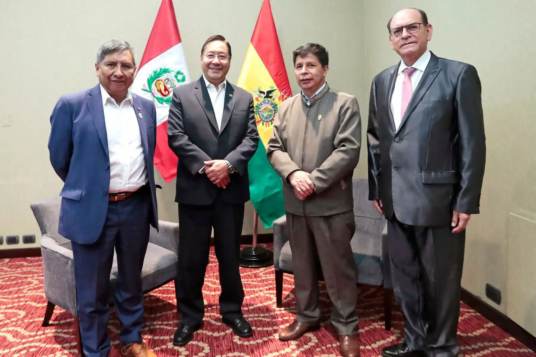 El presidente Pedro Castillo sostiene una reunión con su homólogo de Bolivia, Luis Arce. Foto: ANDINA/ Prensa Presidencia