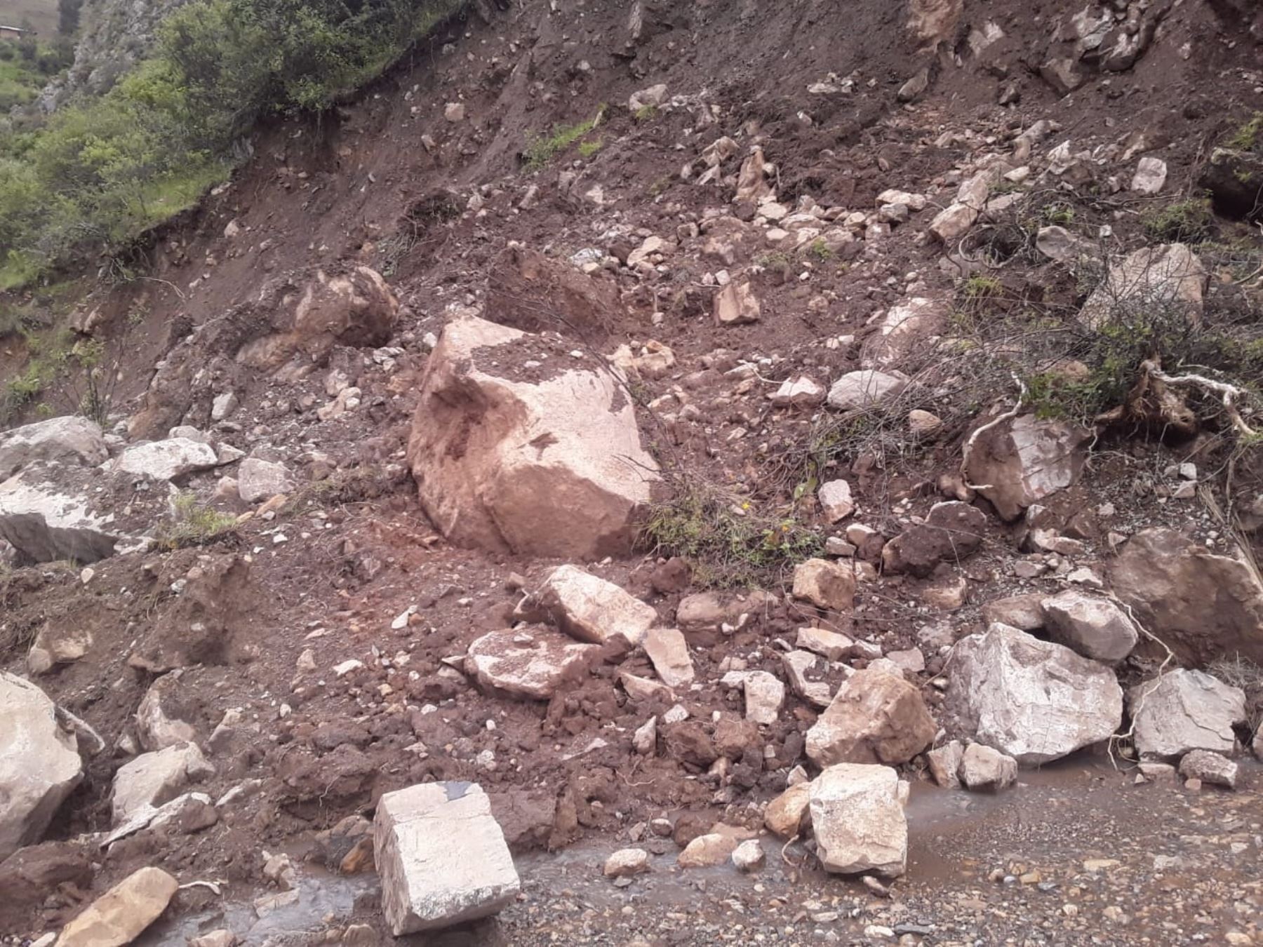 COER Áncash reportó que la caída de deslizamientos afectan diversos caminos rurales y vías nacionales en la sierra de esta región. ANDINA/Difusión