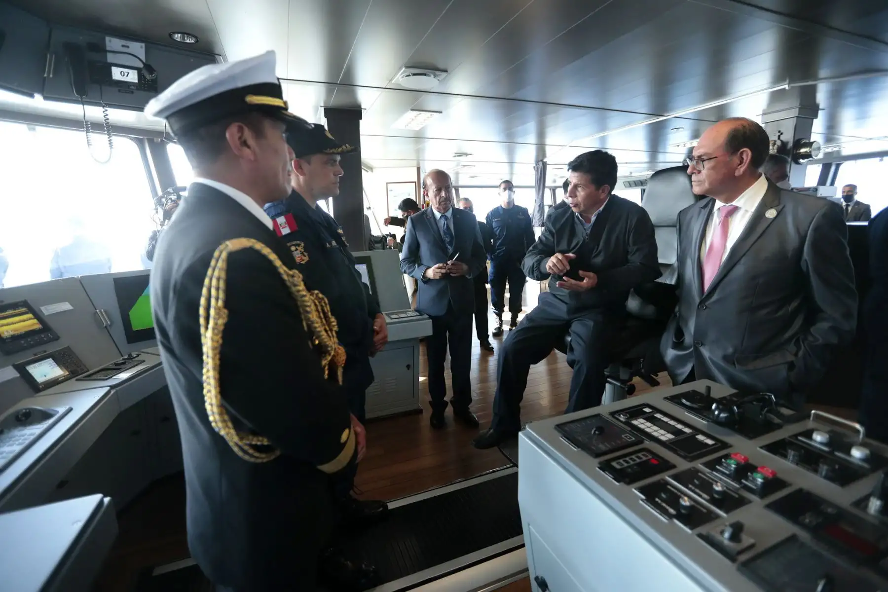 Presidente  Pedro Castillo, visitó el BAP Carrasco tras culminar la expedición científica peruana a la Antártida ANTAR XXVIII.
Foto: ANDINA/Prensa Presidencia