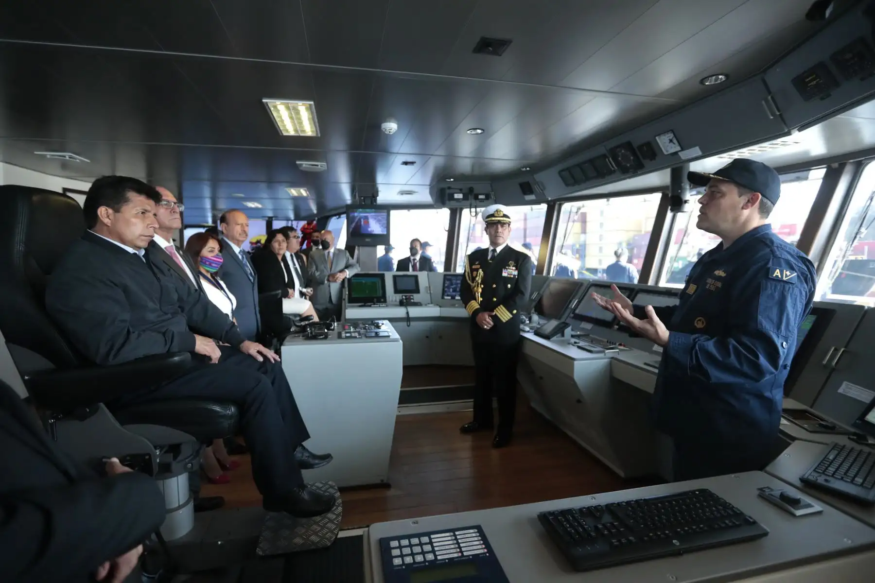 Presidente  Pedro Castillo, visitó el BAP Carrasco tras culminar la expedición científica peruana a la Antártida ANTAR XXVIII.
Foto: ANDINA/Prensa Presidencia
