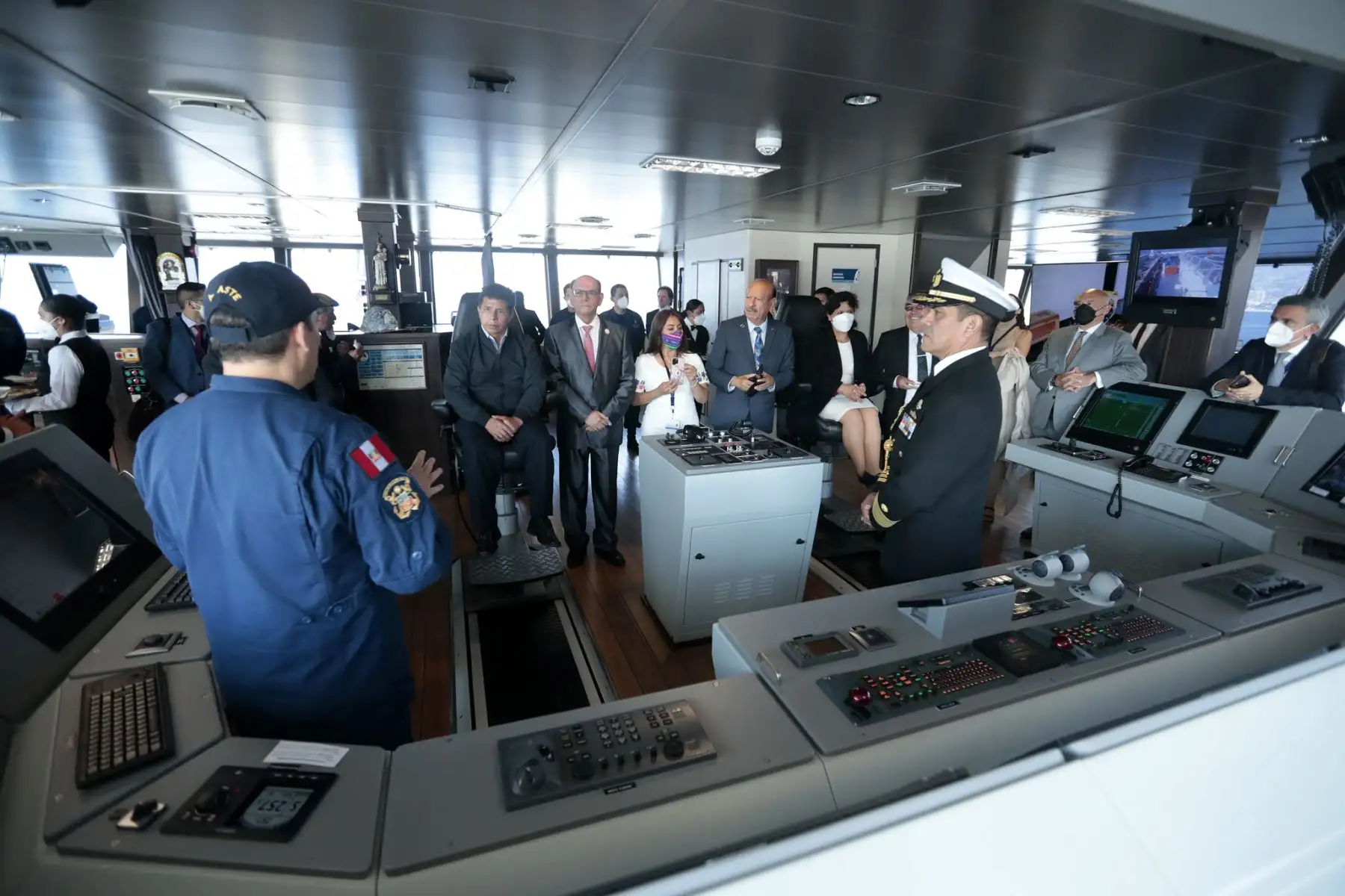 Presidente  Pedro Castillo, visitó el BAP Carrasco tras culminar la expedición científica peruana a la Antártida ANTAR XXVIII.
Foto: ANDINA/Prensa Presidencia