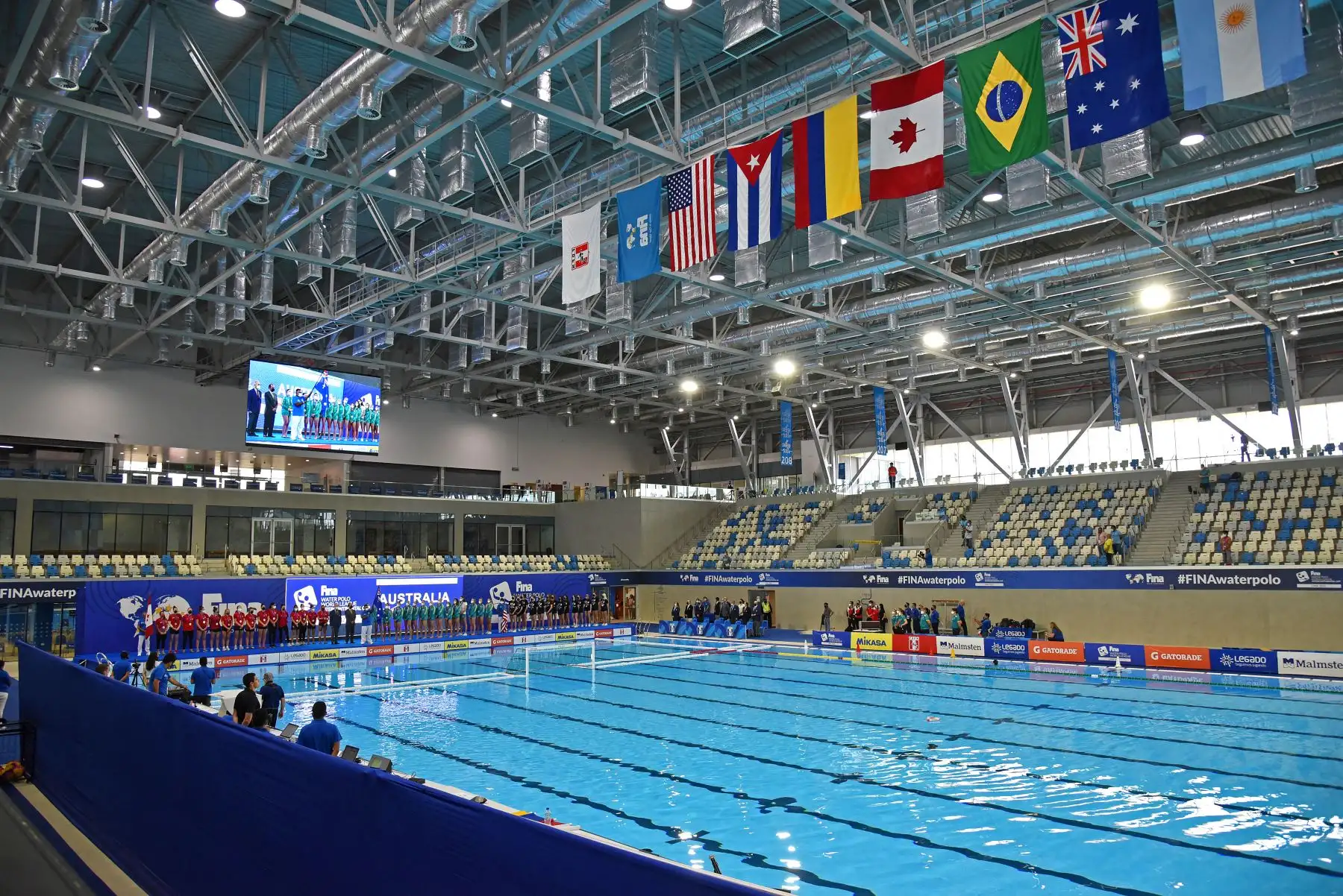 Final de la Liga Mundial de Waterpolo entre en el Centro Acuático de la Videna. Australia es campeón en mujeres. Foto: Legado