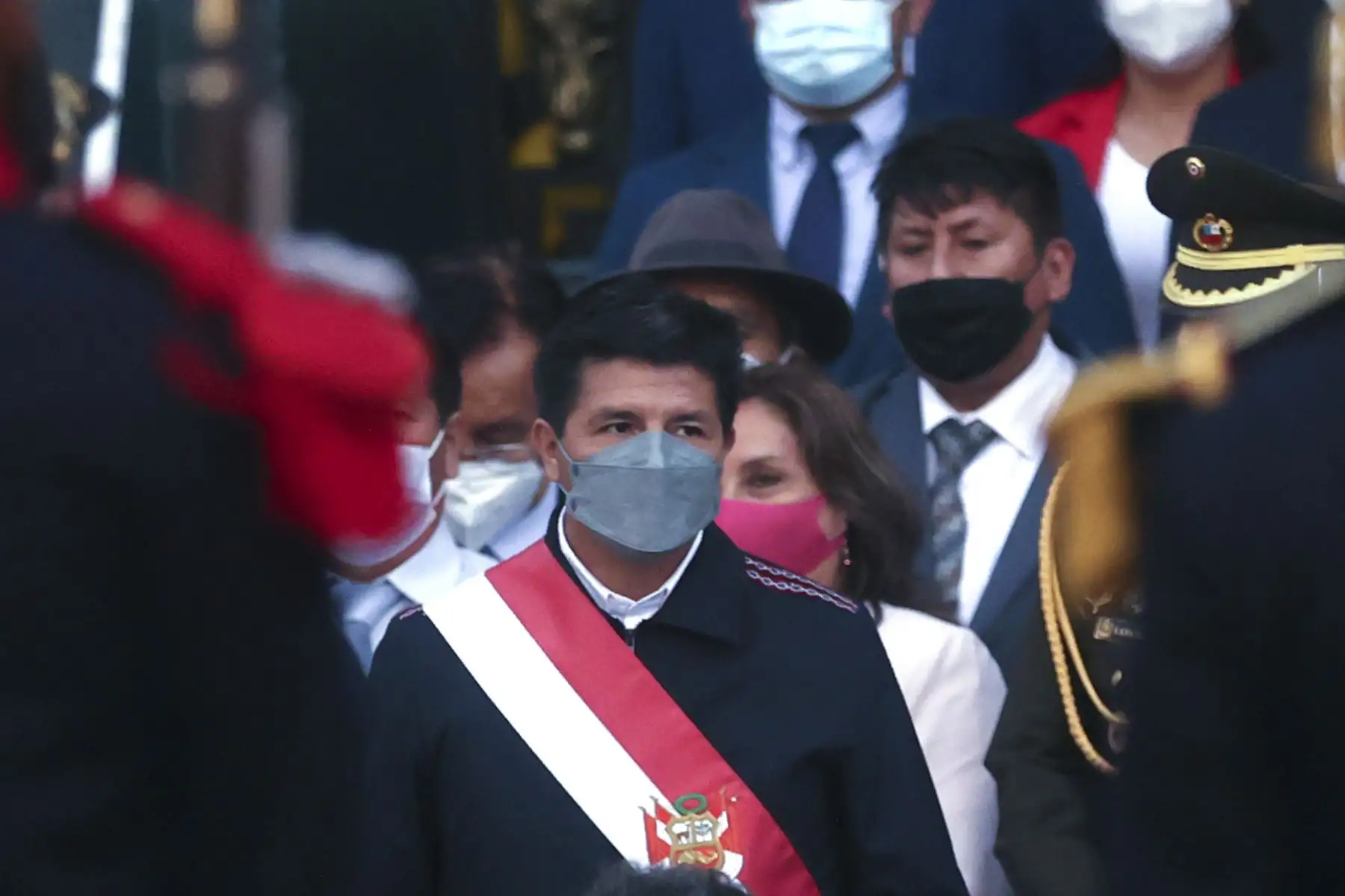 Presidente de la República, Pedro Castillo, se retira  del Congreso de la República tras brindar un mensaje a la nación y dirigirse a la representación nacional en el pleno. Foto: ANDINA/Vidal Tarqui