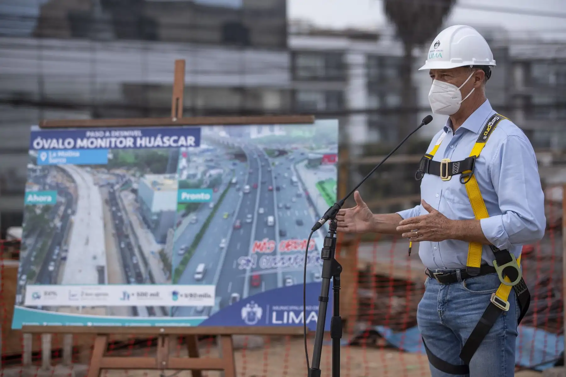 Alcalde de Lima, Jorge Muñoz supervisa construcción del último tramo del Ovalo Monitor.
Foto: Municipalidad de Lima