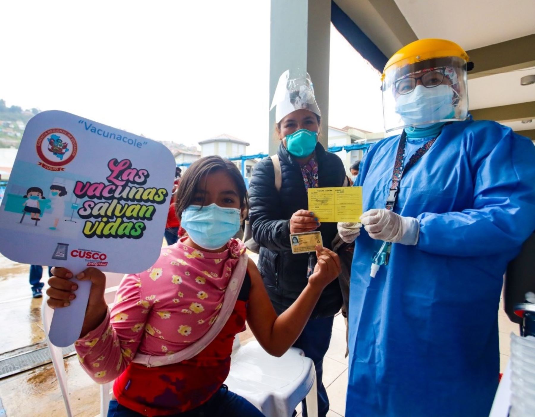 Cerca del 50 % de niños de 5 a 11 años de la región Cusco ha recibido la primera dosis de la vacuna contra el covid-19. Foto: ANDINA/difusión.