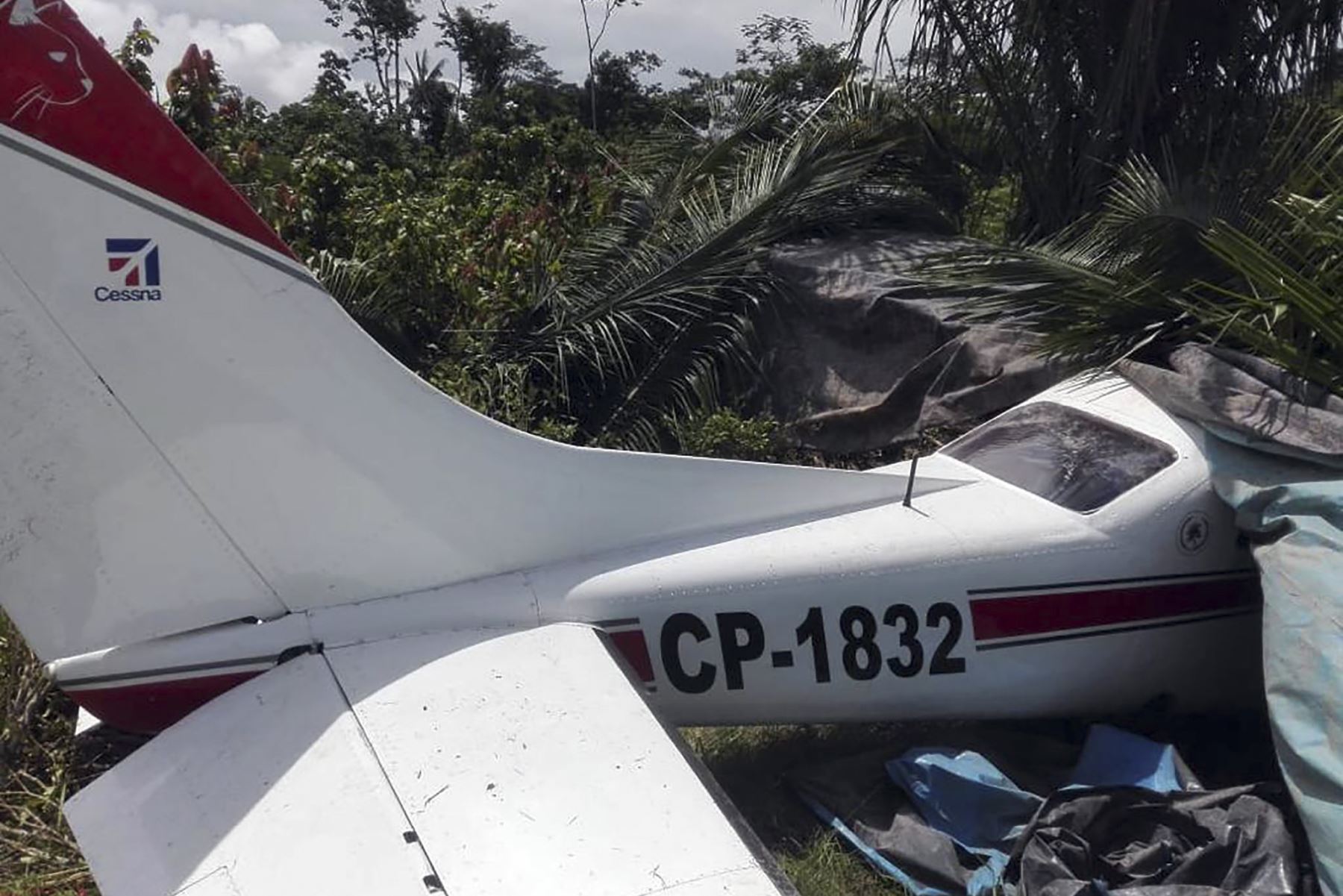 La Policía Nacional destruyó la avioneta modelo Cessna, de matrícula CP-1832. Foto: ANDINA/Mininter.