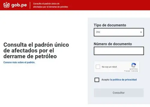 Padrón de afectados por derrame de petróleo de Repsol.