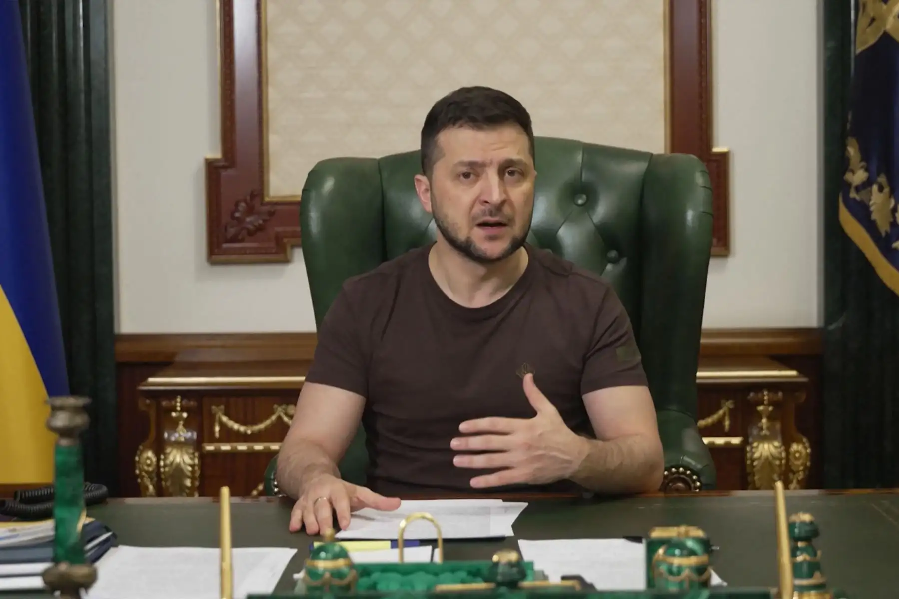 Presidente de Ucrania, Volodímir Zelenski, emitió un vídeo divulgado por la presidencia ucraniana. Foto: AFP