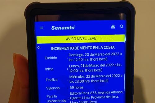 El app SENAMHI Perú está disponible en el Play Store de Android (Google) y en la App Store de iOS.
