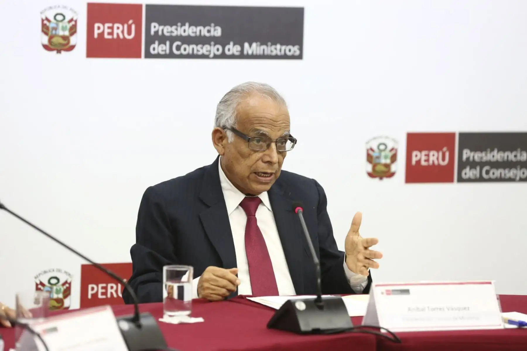 El premier Aníbal Torres, junto a ministros de Estado, brindó una conferencia de prensa tras la sesión Consejo de Ministros. Fotos: PCM
