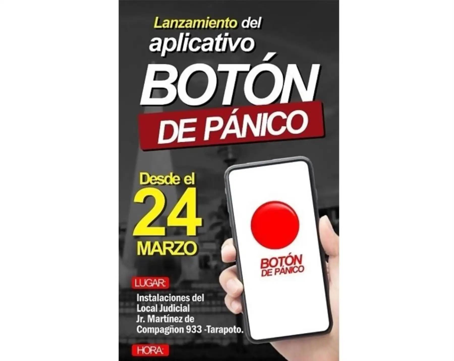 Corte Superior de San Martín implementa el aplicativo "botón de pánico" para atender a las víctimas de violencia familiar de esa región.
