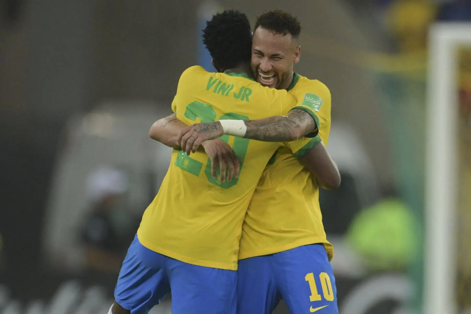 Neymar de Brasil celebra después de anotar contra Chile durante su partido de fútbol clasificatorio sudamericano para la Copa Mundial de la FIFA Catar 2022. Foto: AFP