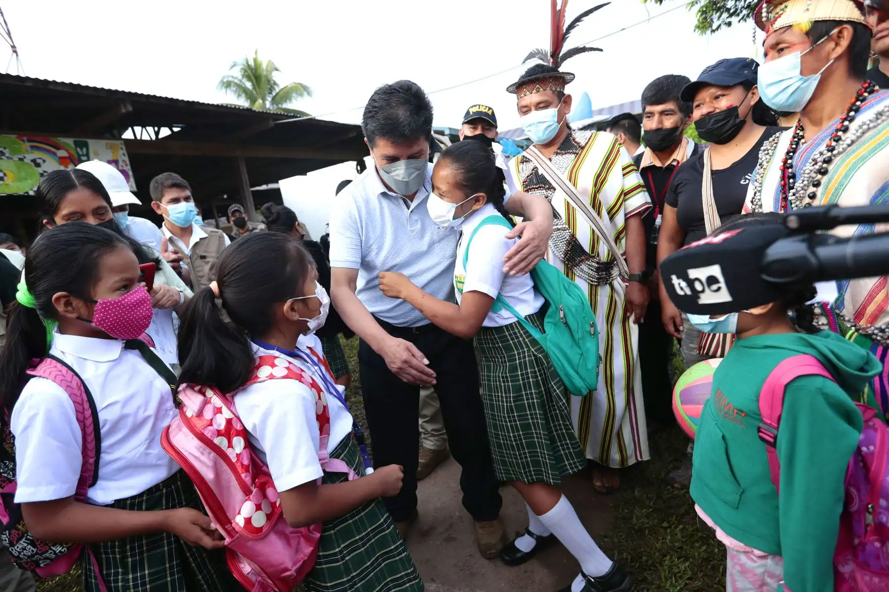 El presidente Pedro Castillo, visita instalaciones de la I.E. Remigio Morales en Pasco. Foto: ANDINA/ Prensa Presidencia