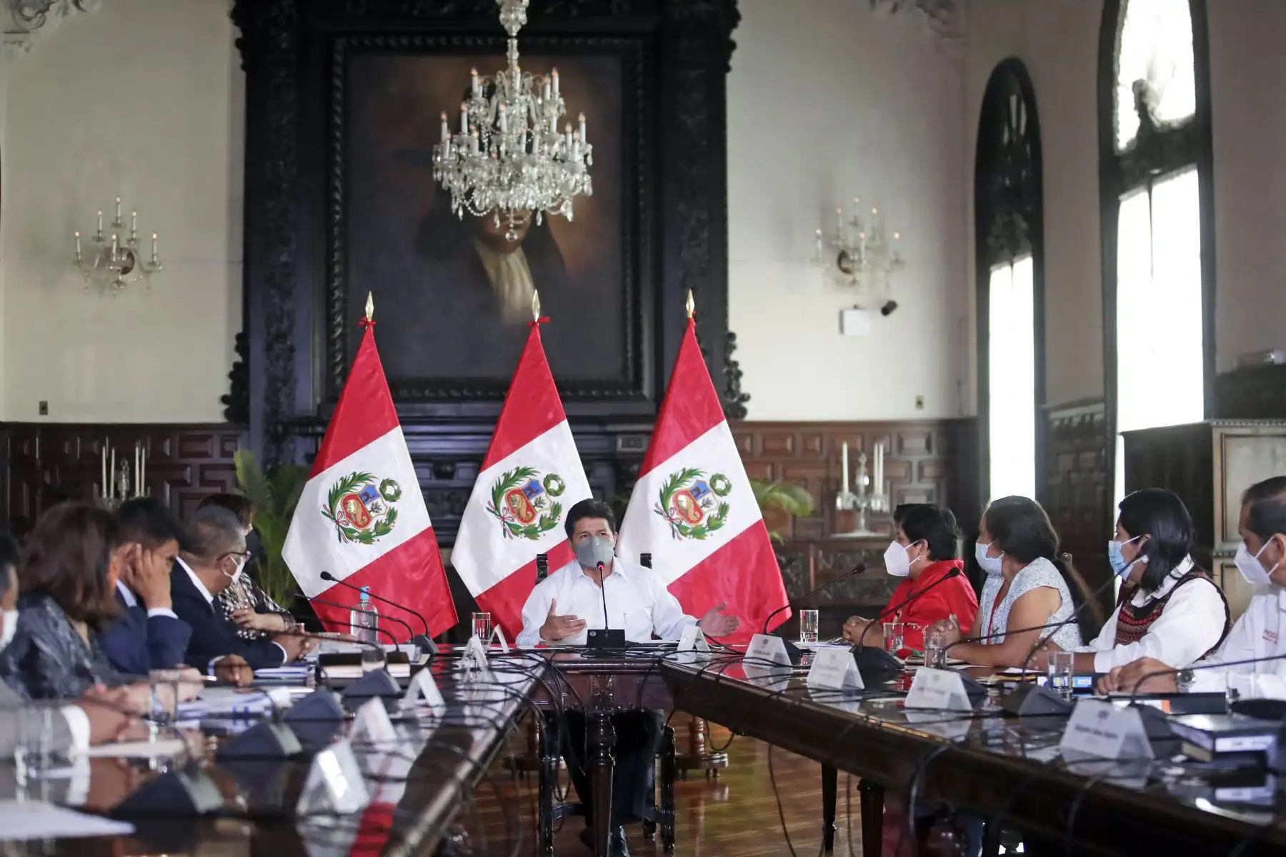 El presidente Pedro Castillo, participó de la Sesión de instalación de la Comisión multisectorial encargada de proponer acciones articuladas y conjuntas para la atención alimentaria en favor de la población más vulnerable. Foto: ANDINA/ Prensa Presidencia
