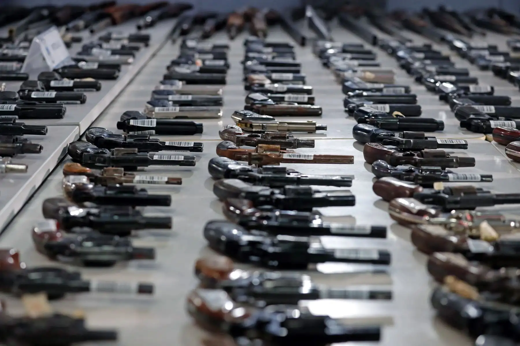 Presidente de la República, Pedro Castillo, junto al titular del Mininter, lidera la presentación de armas recuperadas por la SUCAMEC en los últimos 30 días. Foto: ANDINA/Prensa Presidencia