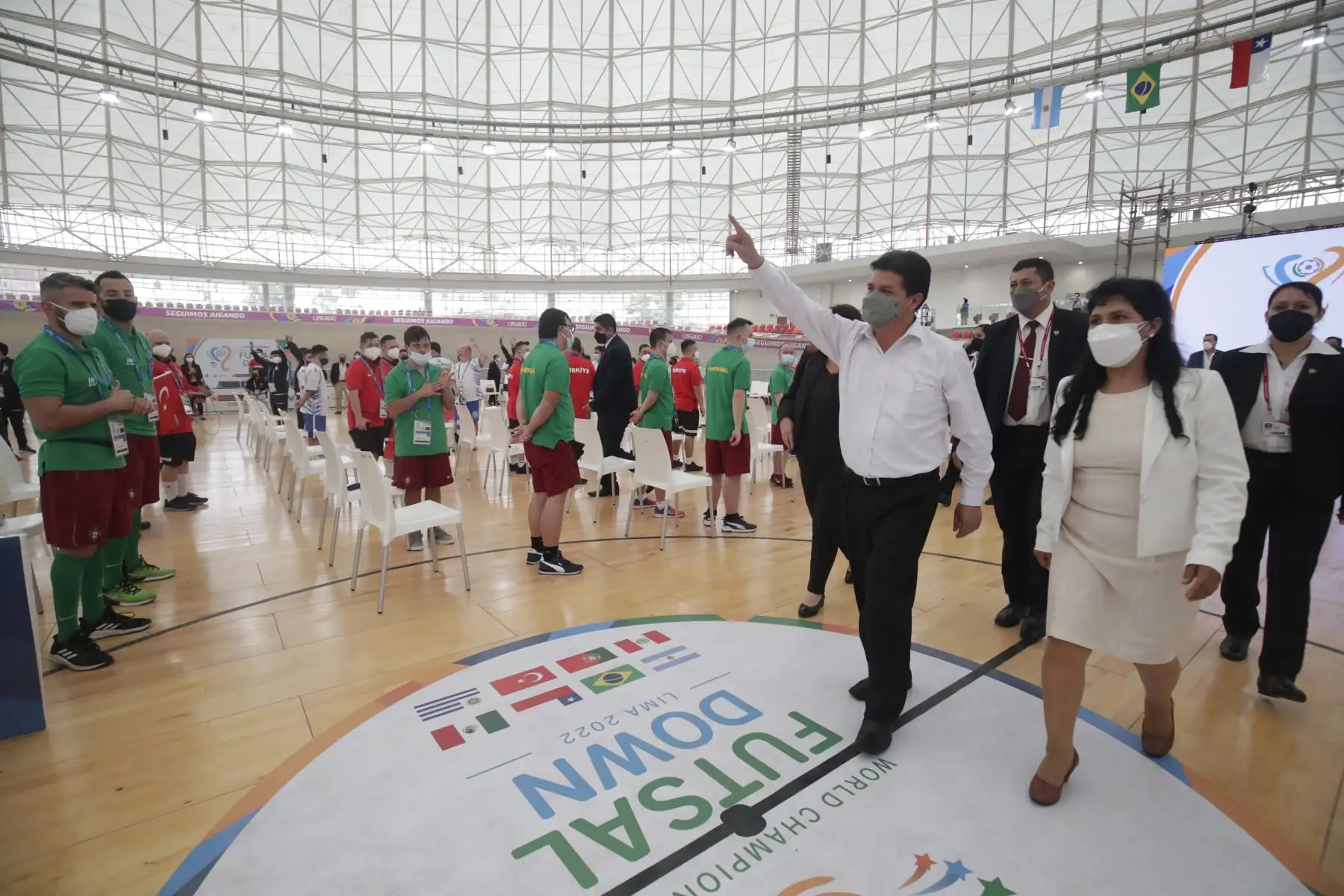 El presidente de la República, Pedro Castillo, inaugura la Tercera Copa del mundo de Futsal Down - Lima 2022, en la sede de la Videna. Foto: ANDINA/Prensa Presidencia