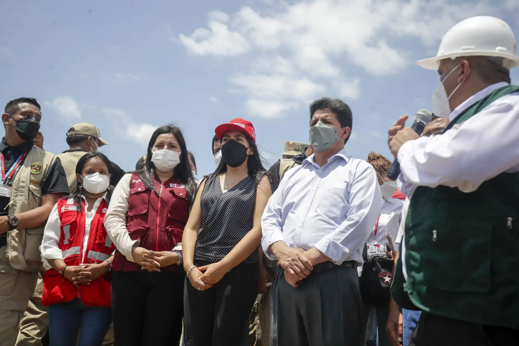 El presidente Pedro Castillo inaugura la bocatoma La Palma y la defensa ribereña en el río Zarumilla, región Tumbes. Foto: ANDINA/Prensa Presidencia