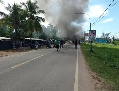 Carretera Fernando Belaunde, en la región San Martín, está bloqueada por manifestantes.