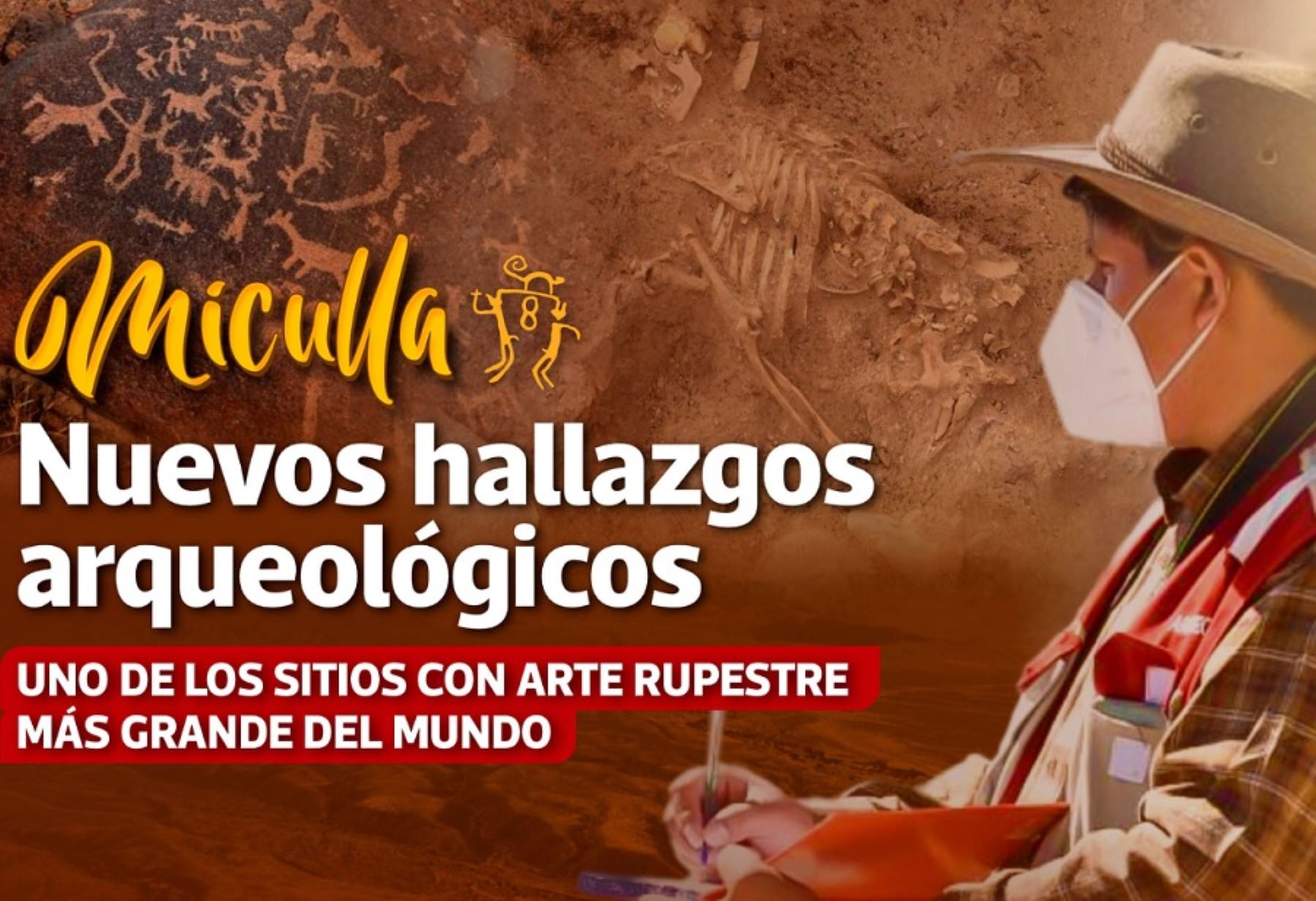 Formidable hallazgo de 12 osamentas pertenecientes a pobladores prehispánicos y más de 2,400 petroglifos de una antigüedad de 1,500 años antes de Cristo, en el sitio arqueológico Miculla-Pachía, ubicado en la región Tacna. Foto: Gobierno Regional de Tacna.