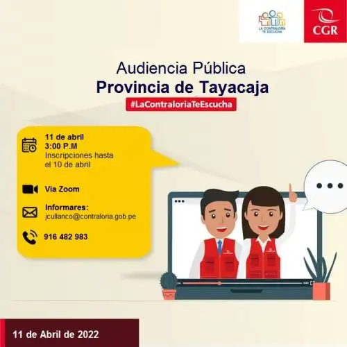Huancavelica: Contraloría realizará en Tayacaja audiencia pública para escuchar denuncias.