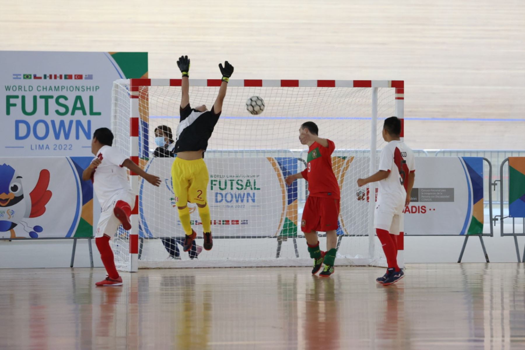 A seleção peruana de Futsal Down perdeu hoje contra a seleção de Portugal em partida pela terceira data da Copa do Mundo Lima 2022.  Foto: ANDINA/Melina Mejía