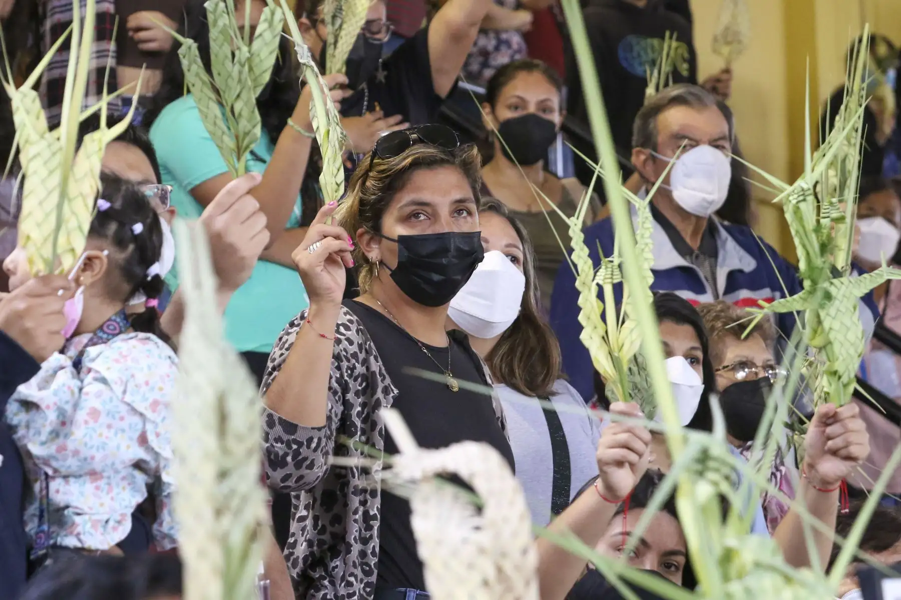 Fieles acuden a la parroquia San Miguel Arcángel en el distrito de San Miguel para conmemorar Domingo de Ramos, una importante fecha del catolicismo con la que se da inicio a la Semana Santa. Foto: ANDINA/Eddy Ramos