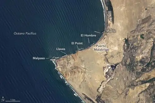Las imágenes fueron captadas en el Observatorio de la Tierra de la NASA por Lauren Dauphin, utilizando datos de Landsat del Servicio Geológico de los Estados Unidos, datos de batimetría de la Carta Batimétrica General de los y Océanos y datos topográficos de la Misión Topográfica de Radar a bordo del Transbordador.    Foto: NASA
