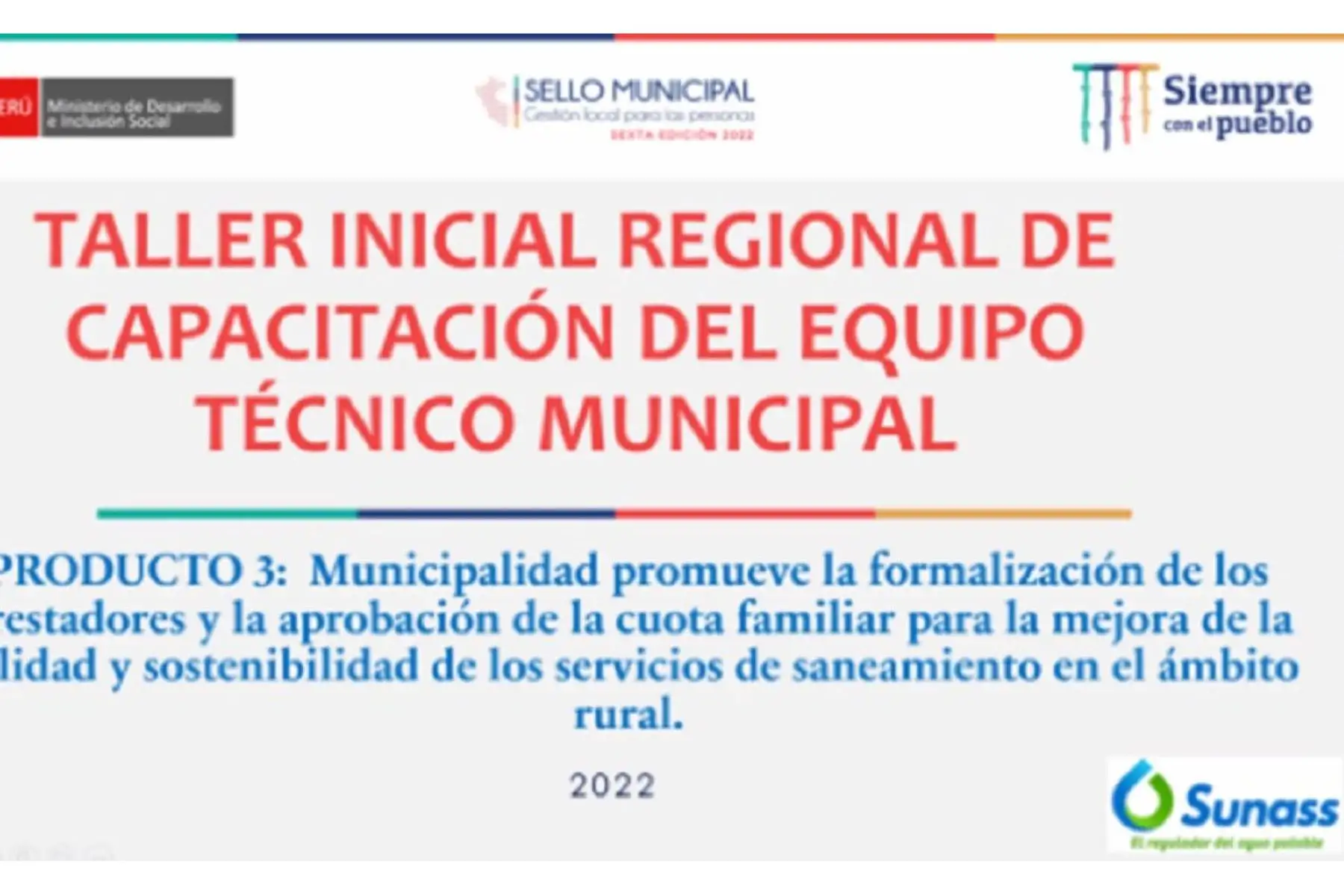 La Superintendencia Nacional de Servicios de Saneamiento (Sunass) capacitó de manera virtual a seis municipalidades distritales del departamento de Moquegua sobre la importancia de la cuota familiar y la formalización de prestadores a fin de promover la sostenibilidad de los servicios de saneamiento en el ámbito rural.