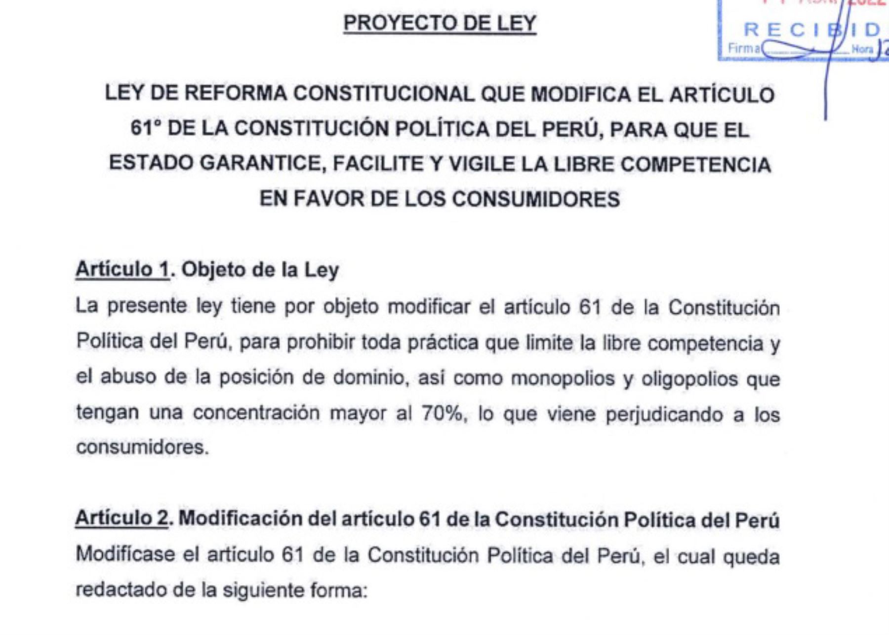 Perú Libre plantea prohibir monopolios y oligopolios mediante proyecto de ley.